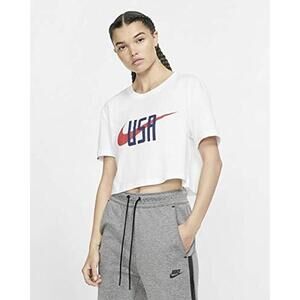 Nike USA Women's Squad Crop Tee Shirt White XL AJ8080-100
